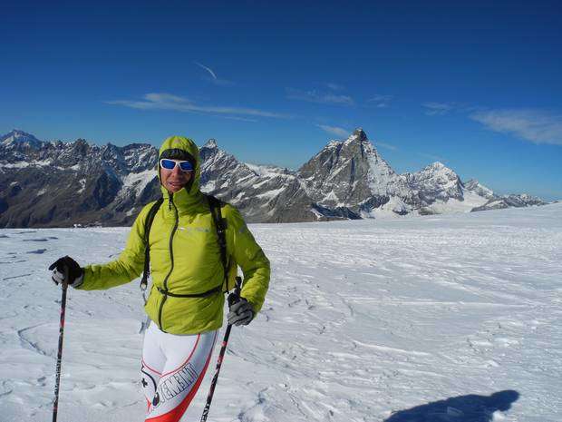 Franco Collè al Colle del Breithorn, dopo la vittoria del Tor des Geants, ritorna sugli sci