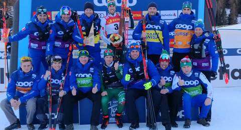 Federico Pellegrino con il team Italia in Val Mustair (foto fisi)
