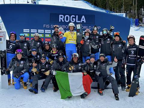 Festa italiana per il  PGS e la Coppa del mondo di Rogla (foto fb Pisoni)