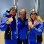 Il DS Cesare Pisoni con Omar Visintin e Michela Moioli argento SBX Team Mixed (foto fb Pisoni)