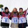Il podio dello slopestyle femminile  (foto FIS/Gepa)