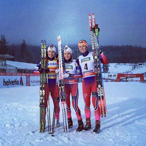 Il podio femminile di Lillehammer (foto fiscrosscountry)