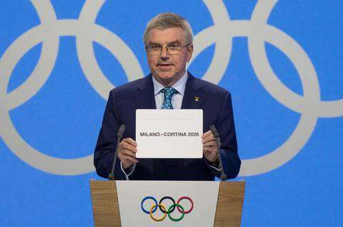 Il presidente del CIO Bach annuncia le Olimpiadi Invernali a Milano Cortina 2026 (foto ioc thompson)