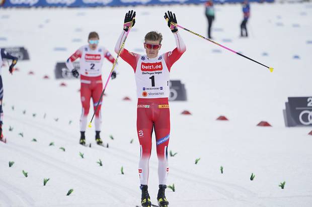 Klaebo vincitore della Sprint di Oberstdorf (foto Mignerey)
