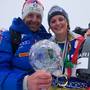 Michela Moioli e il DT Cesare Pisoni con la Coppa del Mondo di SBX (foto fisi)