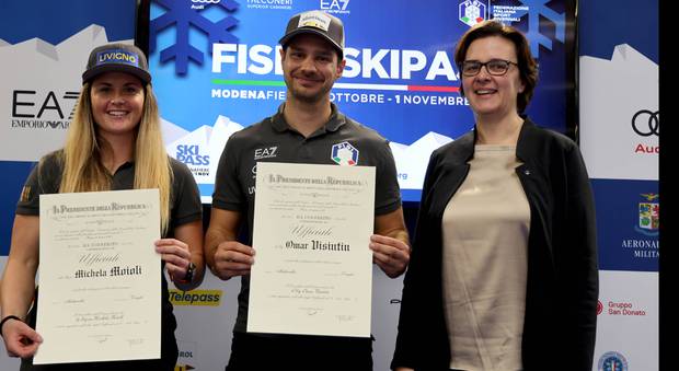 Michela Moioli ed Omar Visintin  premiati con una speciale benemerenza dalla Presidenza della Repubblica (foto Fisi)