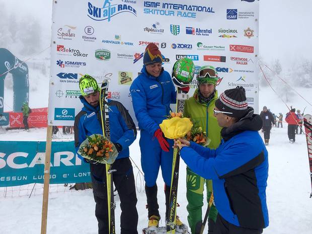 Podio maschile Campionati Italiani scialpinismo Valle Aurina foto organizzazione