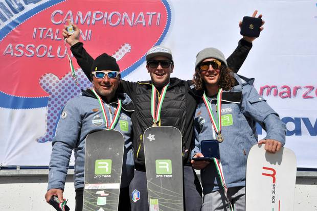 Podio maschile campionati italiani Banked Slalom (foto Photocombo)