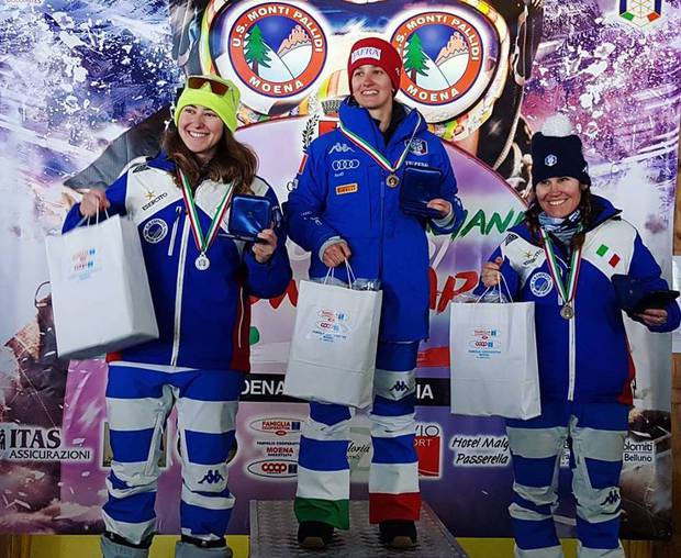 Podio femminile Campionati Italiani SBX Moena (foto fb beligheri)