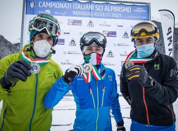Podio maschile Campionato Italiano Scialpinismo 2021 (foto Torri)