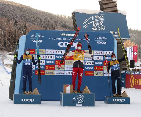 Podio maschile tappa 6 Tour de Ski (foto Newspower)