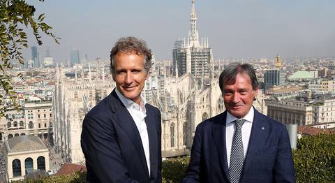 Roda e Benetton alla presentazione della stagione FISI a Milano (foto fisi)