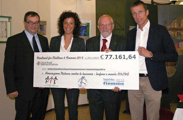 Fiemme 2013 dona 77000 euro al Fondriest for Children